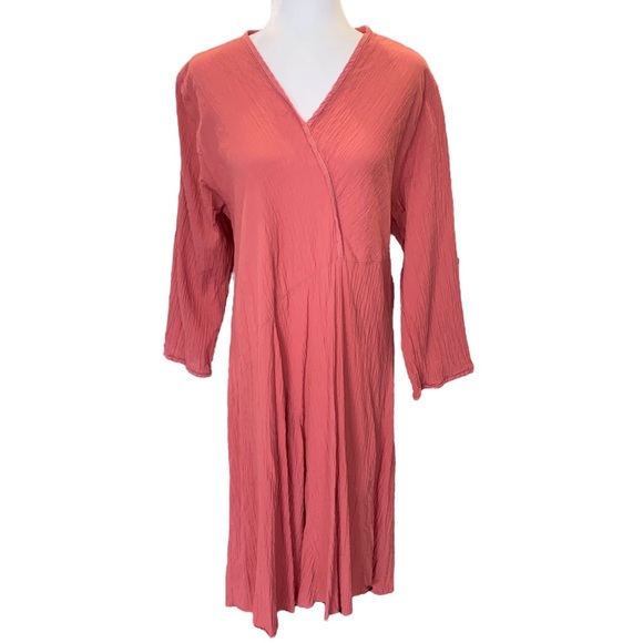 Cynthia Ashby Asymmetrical Mauve Pink Gauze Midi Tunic Dress S